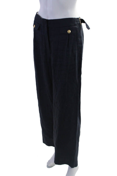 J Crew Womens Lined Pleated Zip Gold Tone Hardware Dress Pants Navy Size 10