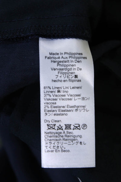 J Crew Womens Lined Pleated Zip Gold Tone Hardware Dress Pants Navy Size 10