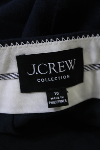J Crew Womens Lined Pleated Zip Gold Tone Hardware Dress Pants Navy Size 10