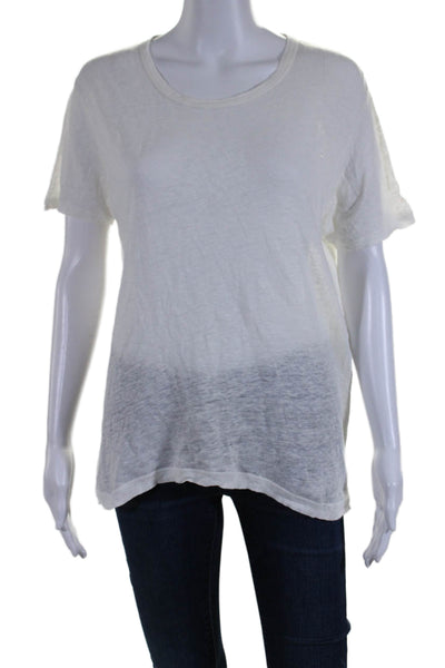 Jac + Jack Women's Round Neck Short Sleeves Basic T-Shirt White Size S