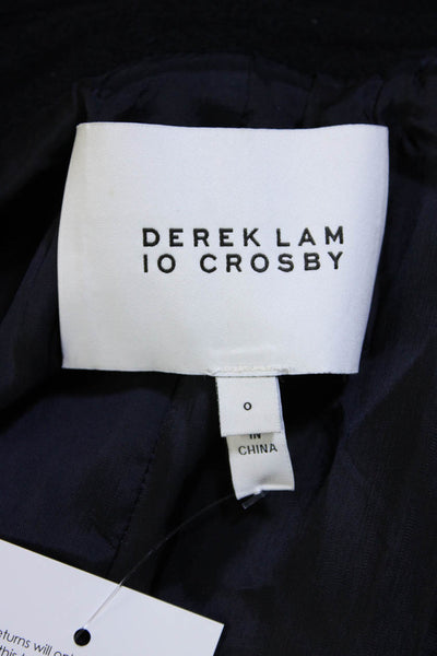 Derek Lam 10 Crosby Womens Double Breasted Collared Coat Navy Blue Wool Size 0