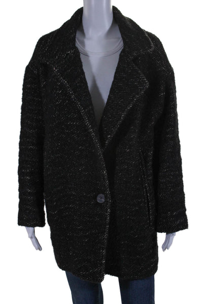 IRO Womens Two Button Mock Neck Oversized Knit Coat Black Jute Size FR 34