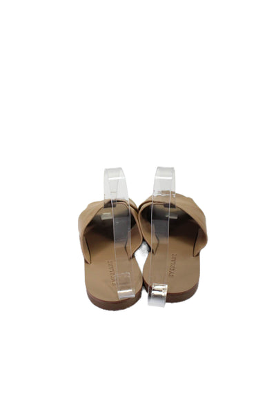 Everlane Women's Open Toe Flat Slides Leather Sandals Camel Size 6.5