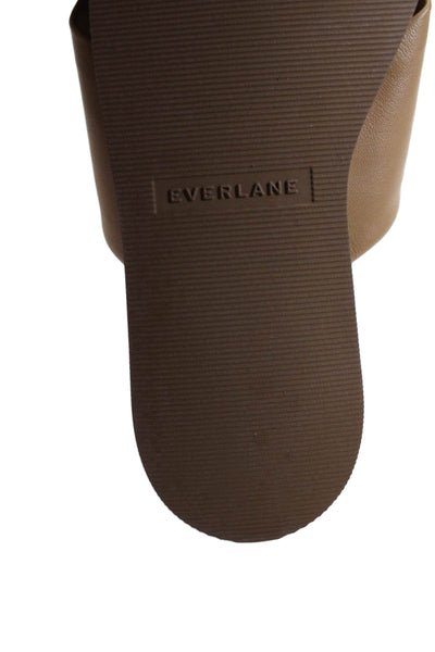 Everlane Women's Open Toe Flat Slides Leather Sandals Camel Size 6.5