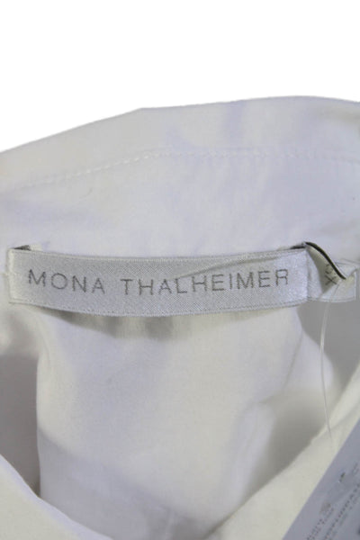 Mona Thalheimer Womens Button Front Short Sleeve Collared Shirt White Size XS