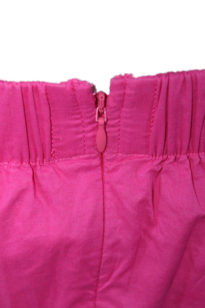 Rhode Womens Back Zip Ruched Mini Skirt Pink Cotton Size Small