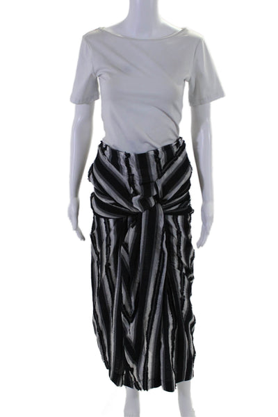 Divka Womens Black White Striped Short Sleeve Oversize Blouse Pants Set Size 2