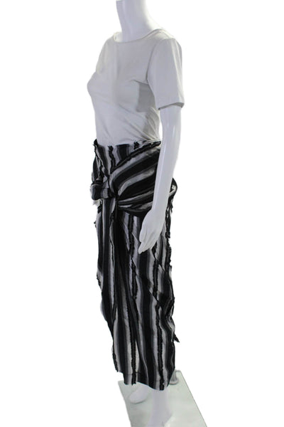 Divka Womens Black White Striped Short Sleeve Oversize Blouse Pants Set Size 2