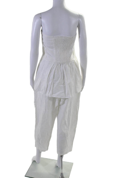 Second Summer Square Neck Sleeveless Linen Two Piece Pants Set Cream Size XL