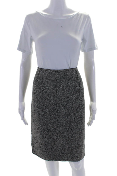 Elie Tahari Womens Gray Textured Wool Zip Back Knee Length Pencil Skirt Size 4