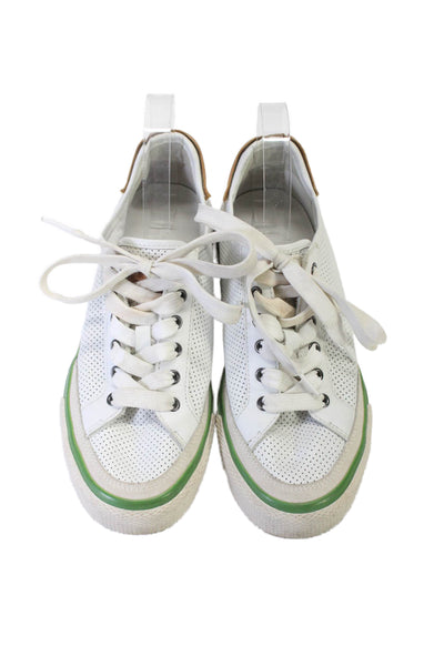 Rag & Bone Womens Lace Up Perforated Low Top Sneakers White Leather Size 38.5