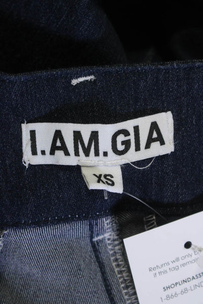 I Am Gia Womens High-Rise Belted Straight Leg Cargo Pants Navy Size XS