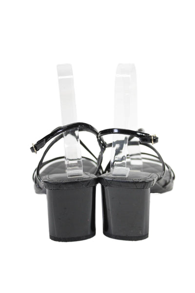 Marc Fisher Womens Faux Leather Open Toe Strappy Heels Black Size 9