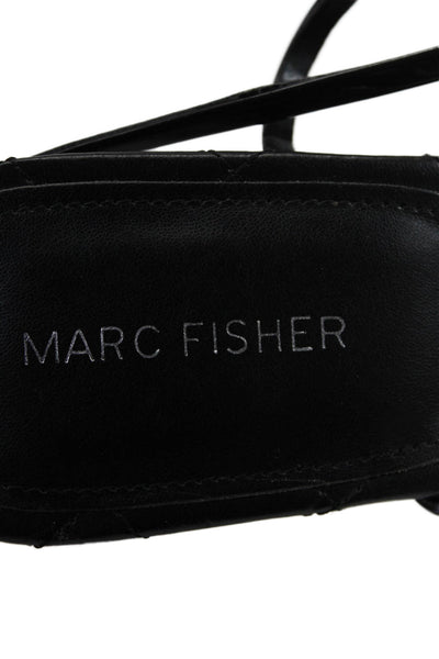 Marc Fisher Womens Faux Leather Open Toe Strappy Heels Black Size 9