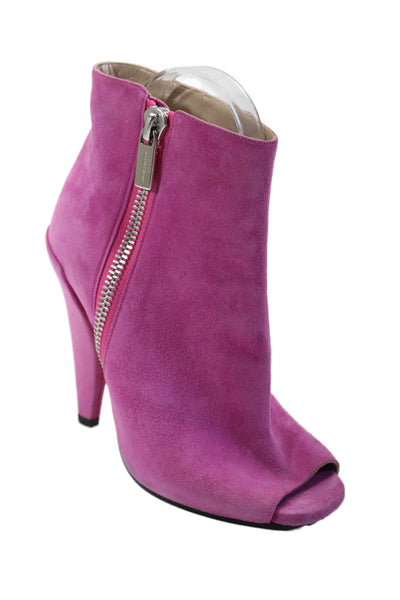 Michael Kors Womens Suede Peep Toe Cone Heel Booties Pink Size 7