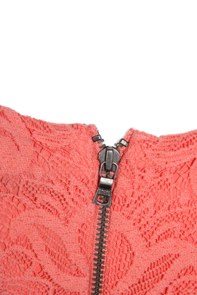 Alice + Olivia Womens Orange Lace Paisley Print Crew Neck Blouse Top Size S