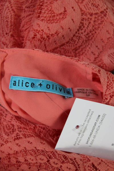Alice + Olivia Womens Orange Lace Paisley Print Crew Neck Blouse Top Size S