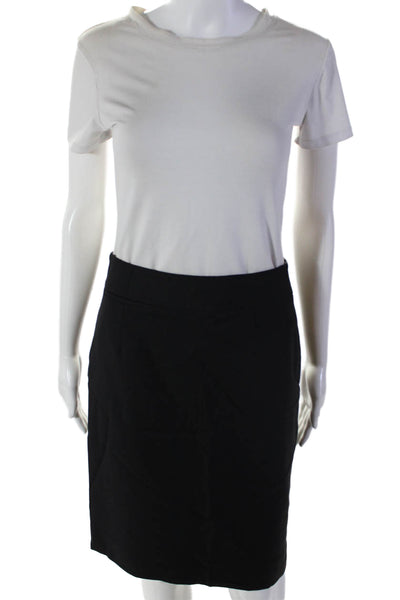 J Crew Womens Wool Black Zip Back Lined Knee Length Pencil Skirt Size 2