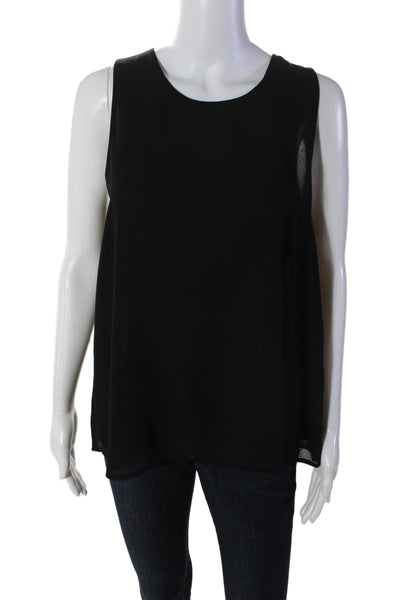 Pleione Womens Round Neck Sleeveless Tank Blouse Black Size S