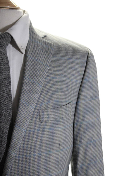 Arnold Brant Mens Gray Houndstooth Two Button Long Sleeve Blazer Size 40