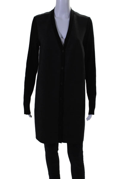 Bailey 44 Womens Faux Suede V Neck Long Sleeves Button Down Coat Black Size Larg