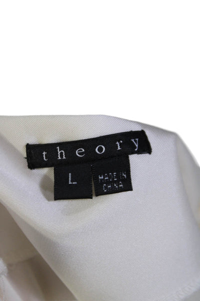 Theory Womens Silk Dolman 3/4 Sleeves Dorris Blouse White Black Size Large