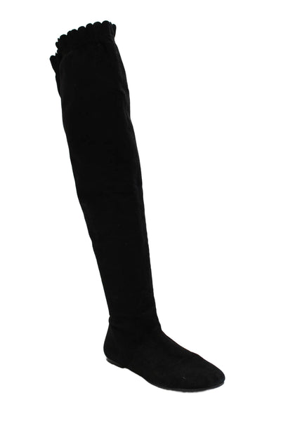 Marc By Marc Jacobs Women's Suede Flat Over The Knee Boots Black Size 39.5