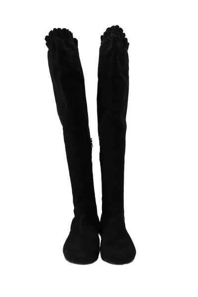 Marc By Marc Jacobs Women's Suede Flat Over The Knee Boots Black Size 39.5