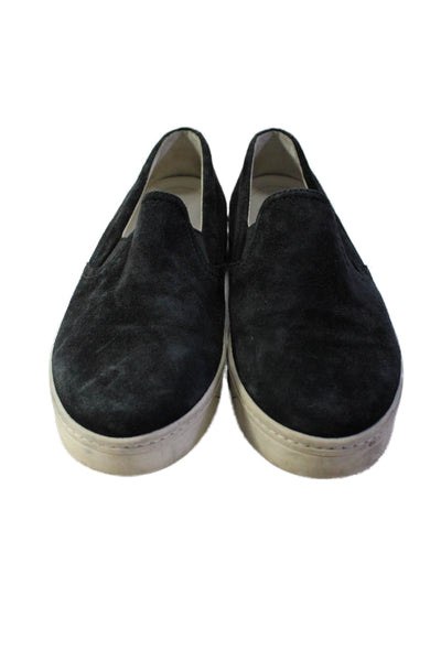 Prada Womens Suede Round Toe Slip On Low Top Sneakers Black Size 35 5