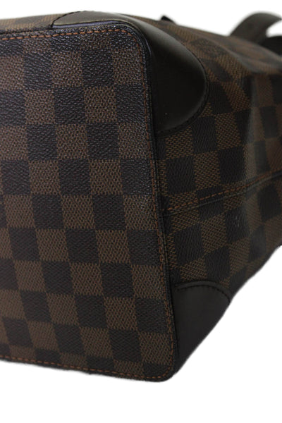 Louis Vuitton Womens Hampstead MM Damier Ebene Coated Canvas Tote Handbag Brown