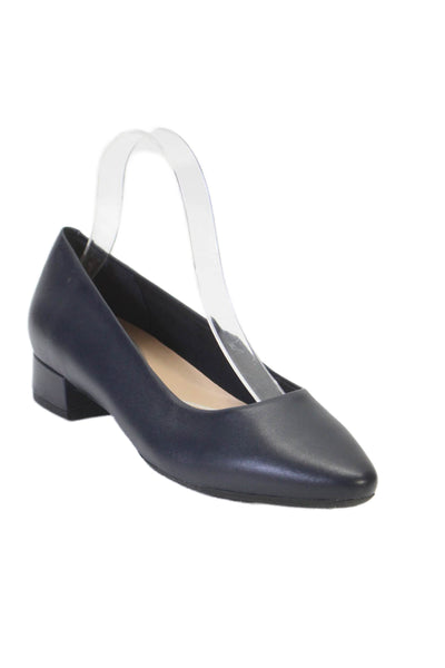 Easy Spirit Womens Leather Pointed Toe Slip On Flats Pumps Navy Size 7.5W