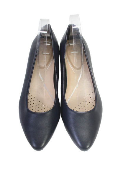 Easy Spirit Womens Leather Pointed Toe Slip On Flats Pumps Navy Size 7.5W