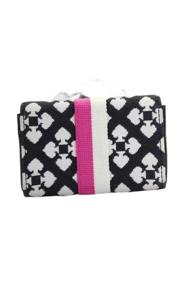 Kate Spade New York Womens Cotton Monogram Print Snap Closure Coin Pouch Black