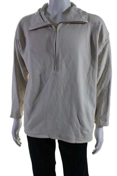 J Crew Mens Cotton Long Sleeve Zip Up Pullover Hoodie White Size S