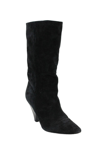 Veronica Beard Womens Black Suede Block High Heels Midi Boots Shoes Size 9.5M