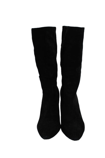 Veronica Beard Womens Black Suede Block High Heels Midi Boots Shoes Size 9.5M