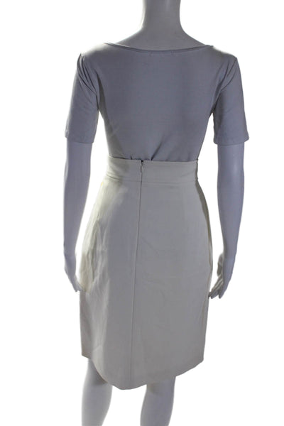 Elie Tahari Women's Hook Closure Lined A-Line Midi Skirt Cream Size 14