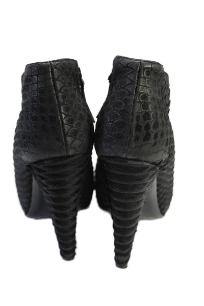 Alaia Womens Black Textured Pony Hair Zip High Heels Bootie Shoes Size 7