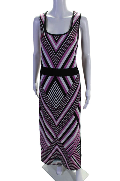 Michael Michael Kors Womens Striped Scoop Neck Maxi Dress Purple Size L