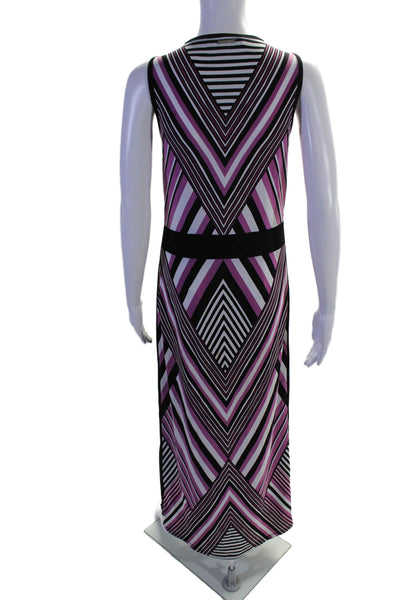 Michael Michael Kors Womens Striped Scoop Neck Maxi Dress Purple Size L