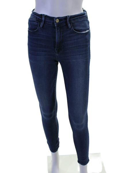 Frame Womens Cotton Medium Washed Le High Skinny Jeans Blue Size EUR 28