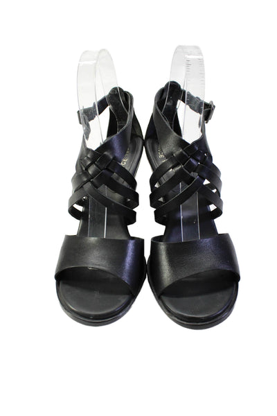 Kork Ease Womens Leather Strappy Ankle Strap Wedge Sandals Black Size 7M