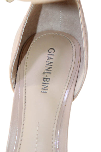 Gianni Bini Womens Leather Open Toe Ankle Strap Platform Heels Beige Size 7.5M