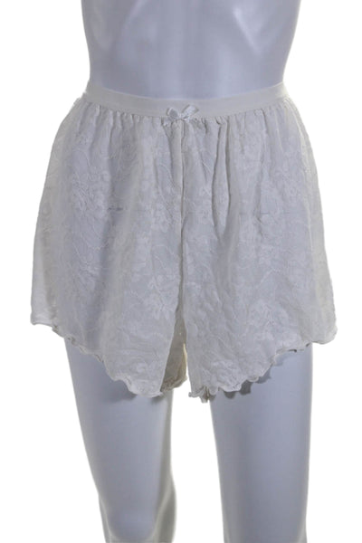 We Wore What Womens Spaghetti Strap Lace Top Shorts Set White Size Large