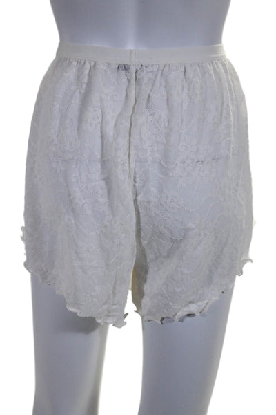 We Wore What Womens Spaghetti Strap Lace Top Shorts Set White Size Large