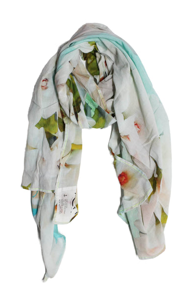 Tahiti Aloha Womens Lightweight Knit Floral Scarf Multicolored Cotton