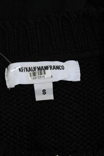 KaufmanFranco Womens Textured Knit Long Sleeve Zip Sweater Black Size S