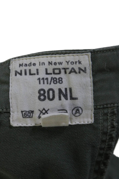 Nili Lotan Womens High Rise Cropped Military Pants Green Cotton Blend Size 2