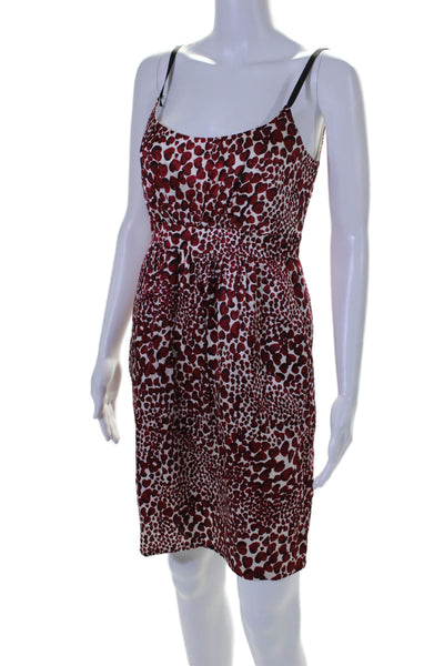 Cynthia Cynthia Steffe Womens Silk Heart Print Scoop Neck Shift Dress Red Size 4