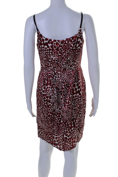 Cynthia Cynthia Steffe Womens Silk Heart Print Scoop Neck Shift Dress Red Size 4